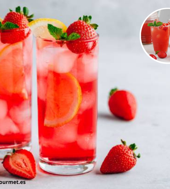 Vaso de Agua Fresca de Fresa con fresas frescas y hielo